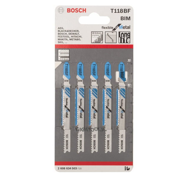 Bosch T118BF 5pcs Jigsaw Blade Flexible for Metal ( 2608634503 )