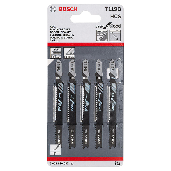 Bosch T119B Soft wood cutting Jigsaw Blades (5 Pack) - GIGATOOLS.PH
