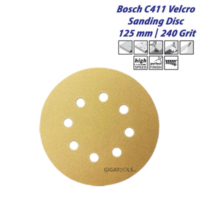 Bosch C411 Velcro Sanding Discs 125 mm / 240 Grit For Random Orbital Sanders ( 2 608 608 T71 ) - GIGATOOLS.PH