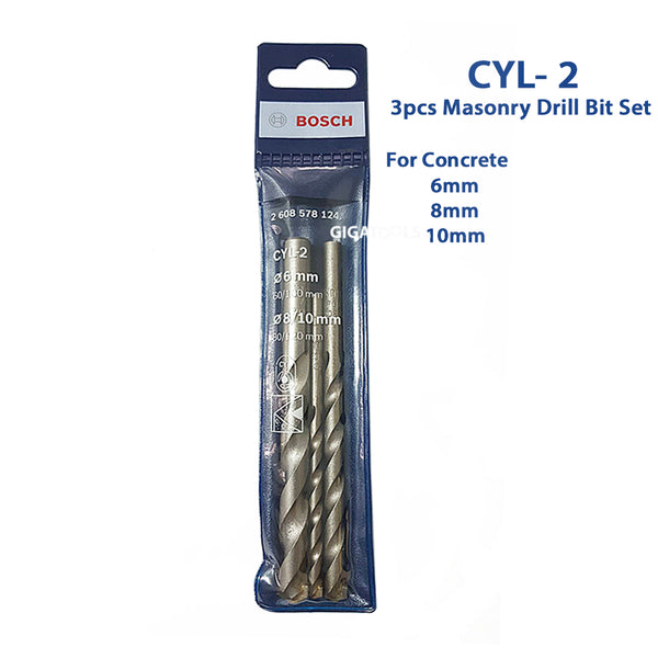 Bosch CYL-2 Masonry Drill Bit Set 3pcs ( 6mm, 8mm, 10mm )