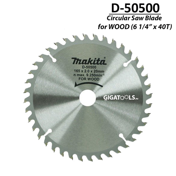 Makita D-50500 TCT Circular Saw Blade for Wood 165mm (6 1/4" x 40T) ( CIRSWBL ) - GIGATOOLS.PH