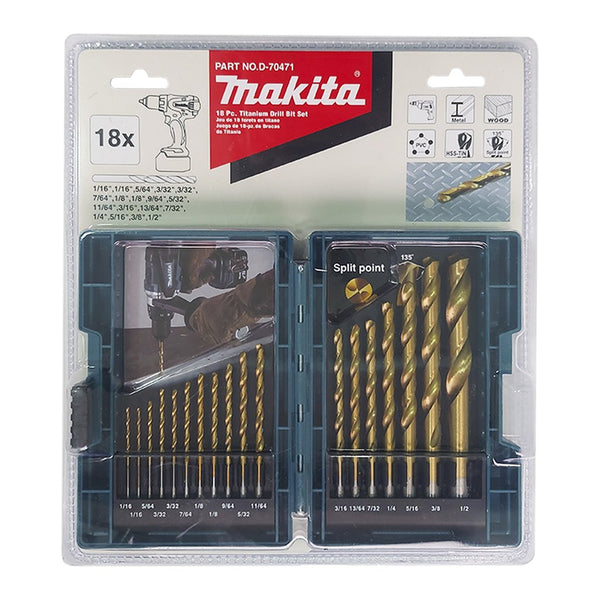 Makita 18pcs HSS-TiN Metal Drill Bit ( D-70471 )