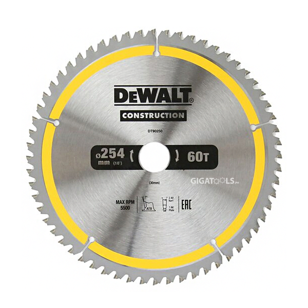 DeWalt Construction Circular saw Blade 10" x 60T ( 254mm ) DT90250