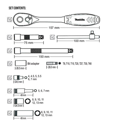 Makita B-65567 - 34pcs. 1/4