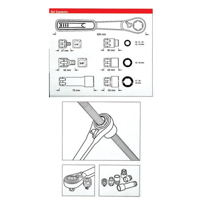 Makita B-65595 - 14pcs Pass-Thru Socket Set