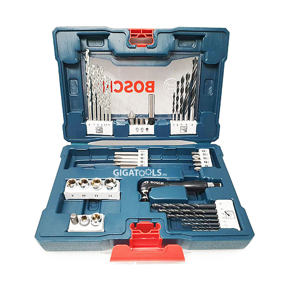 New Bosch GSB 180-Li Cordless Hammer Drill Driver 18V Lithium-Ion 2.0Ah Battery in Fisherman's Tool Case with FREE Bosch 41pcs V-Line Combination Drill bit Set