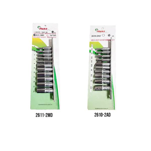 Hans Tools 1/4' DR. Deep Socket Wrench Set (12pts.)