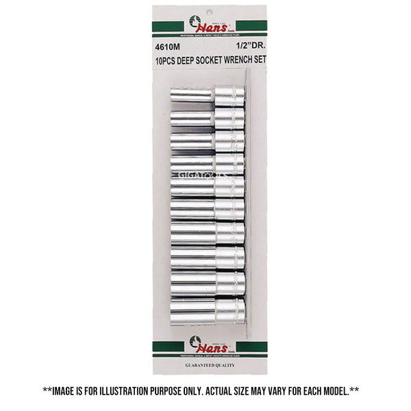 Hans Tools 10pcs. 1/2" Dr. Deep Socket Wrench Set
