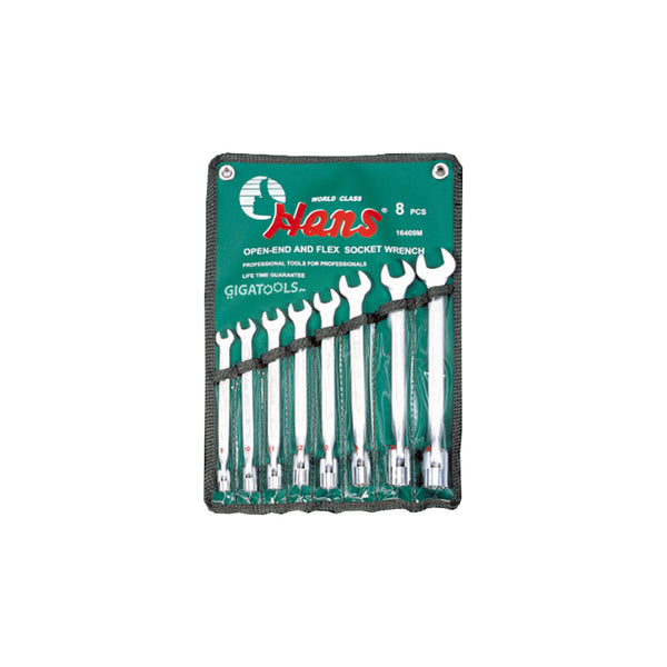 Hans Tools 8pcs. Open-End & Flex Socket Wrench Set ( 16409M )
