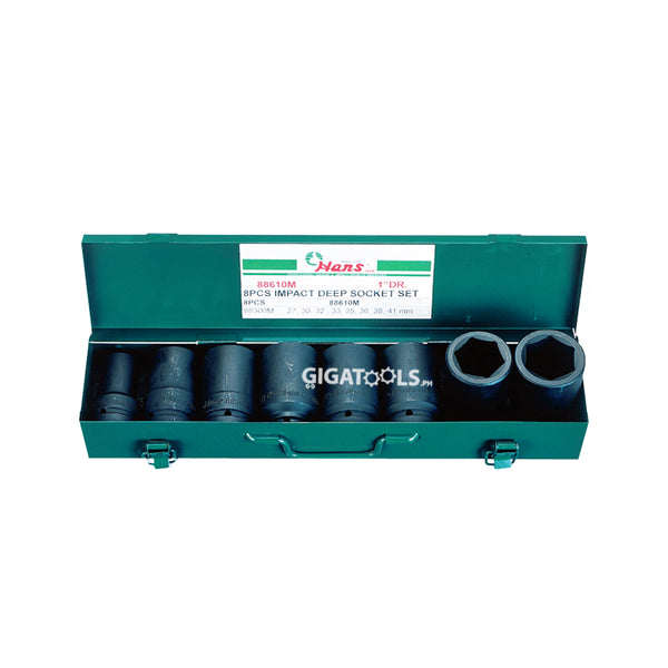 Hans Tools 8pcs 1" Drive Impact Deep Socket Set ( Metric & SAE )