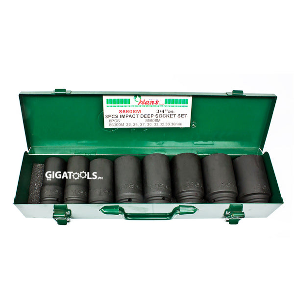 Hans Tools 8pcs 3/4" Drive Impact Deep Socket Wrench Set ( Metric & SAE )