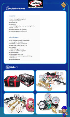Harris AA-1940 Professional Oxy-Acetylene Welding & Cutting Outfit Set (Made in Europe) — Complete Kit