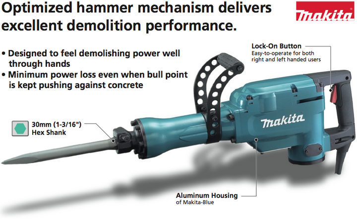 Makita HM1306 1-3/16" (30mm Hex Shank) Demolition Hammer (1510W) - GIGATOOLS.PH