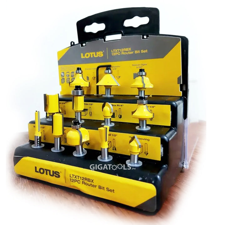 Lotus LTXT12RBX Router Bit Set 12pieces 1/4