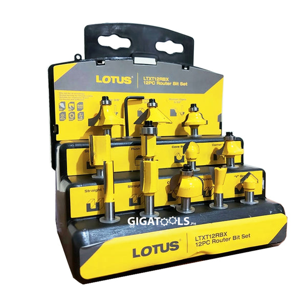 Lotus LTXT12RBX Router Bit Set 12pieces 1/4" Shank