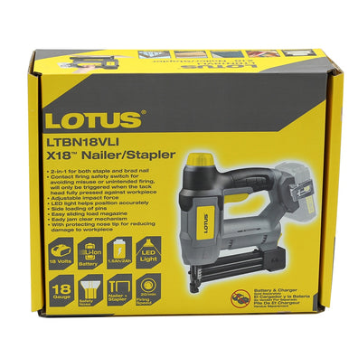 Lotus LTBN18VLI Cordless X-Line Nailer / Stapler 18V ( Battery and Charger are Sold Separately )