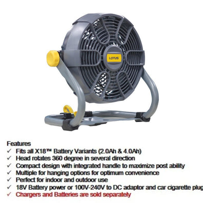 Lotus LTSL18VLI Cordless X-Line Garage Fan 18V ( Bare Tool Only)