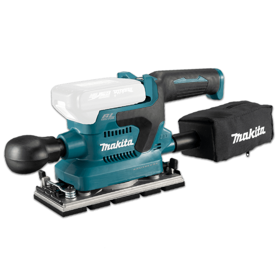 Makita DBO380Z Cordless Brushless Finishing Sander, Built-In Dust Extraction System 18V LXT® 1/3 Sheet (Bare Tool)