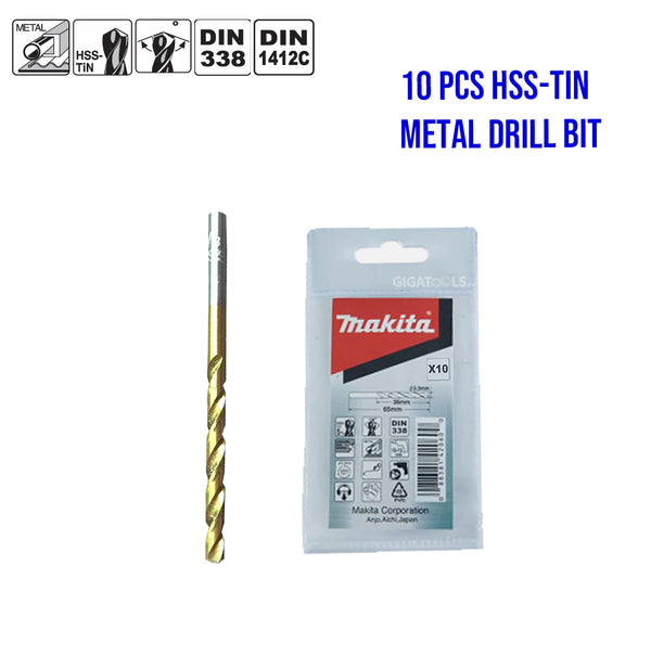 Makita 10pcs. HSS-TiN Metal Drill Bit