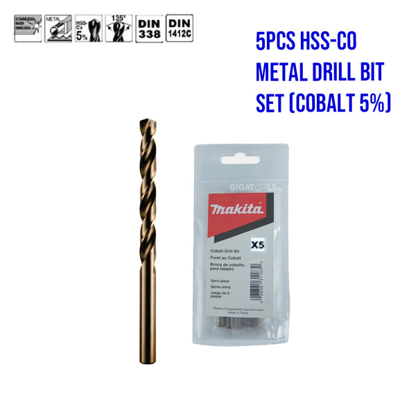 Makita 5pcs HSS-Co Metal Drill Bit Set (Cobalt 5%)