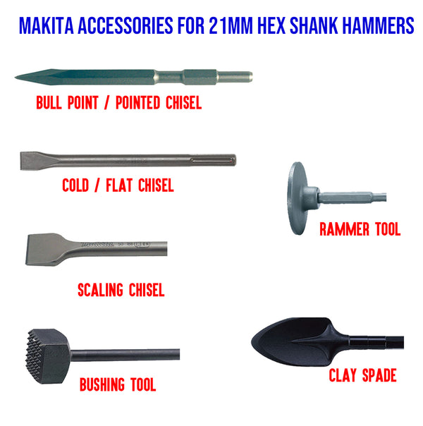 Makita Chisel Accessories for 21mm Hex Shank Hammers