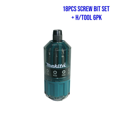 Makita B-28896 18pcs Screw Bit Set + H/TOOL 6PK