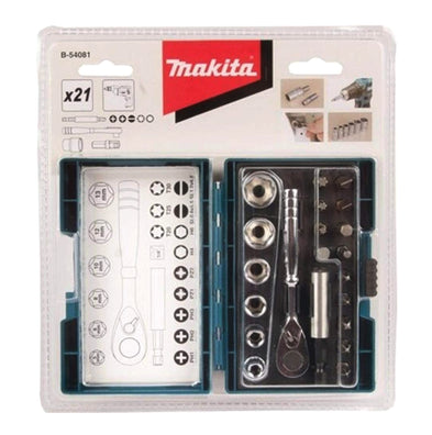 Makita B-54081 Screw Bit & Socket Set with Ratchet Handle (21pcs)