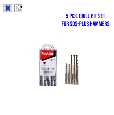 Makita D-44987 Tungsten Carbide Tipped (TCT) 5pcs Masonry Drill Bit Set for SDS-PLUS Hammers