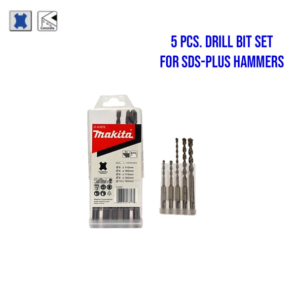 Makita D-61678 Tungsten Carbide Tipped (TCT) 5pcs Masonry Drill Bit Set for SDS-PLUS Hammers