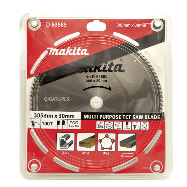 Makita D-63585 ( 305mm x 30mm ) 12" x 100T Multi Purpose TCT Circular Saw Blade