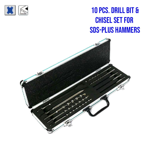 Makita D-70904 Tungsten Carbide Tipped (TCT) 10pcs Drill Bit & Chisel Set for SDS-PLUS Hammers with Aluminum Case