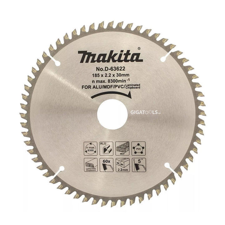 Makita D-63622 Multi Purpose TCT Saw Blade 185mm x 30 x 60T