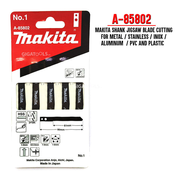 Makita Shank A-85802 No. 1 Japan Jigsaw Blade Cutting for Metal, Aluminum, Stainless, INOX, PVC and Plastic