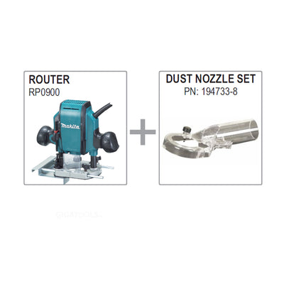 Makita 194733-8 Dust Extracting Nozzle Attachment for use with RP0900, RT0700C and RT0701C Plunge Routers ( Nozzle Attachment Only )
