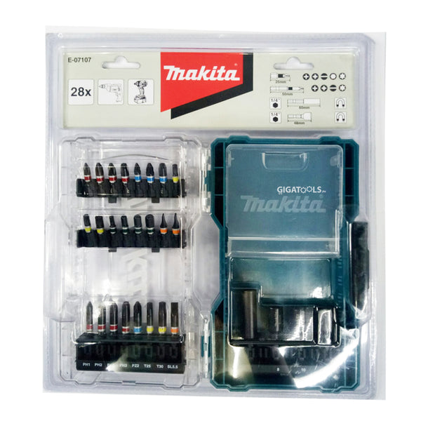 Makita E-07107 28pcs Set of Electric Screwdrivers Slotted Phillips Torq Hex Mixed Bits