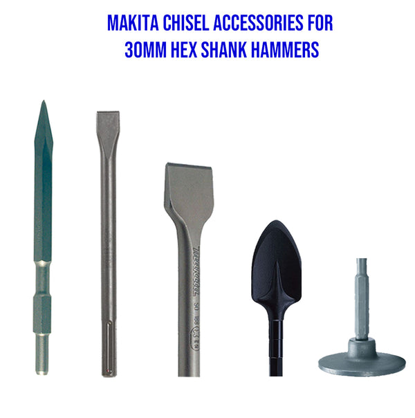Makita Chisel Accessories for 30mm Hex Shank Hammers