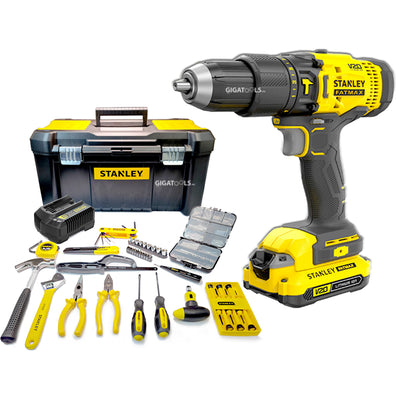 Stanley FATMAX SCD711C1H Cordless Hammer Drill 20V Max with Tool Box Kit, various Hand Tools and Accessories set