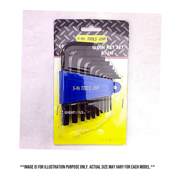 S-Ks Tools USA 10pcs. L-Type Short Arm Allen Wrench Key Set