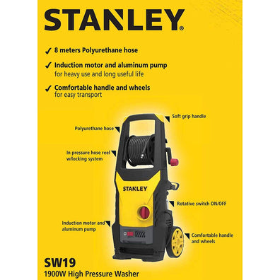 Stanley SW19 PREMIUM 130Bar 1900W Induction Motor Pressure Washer (discontinued)