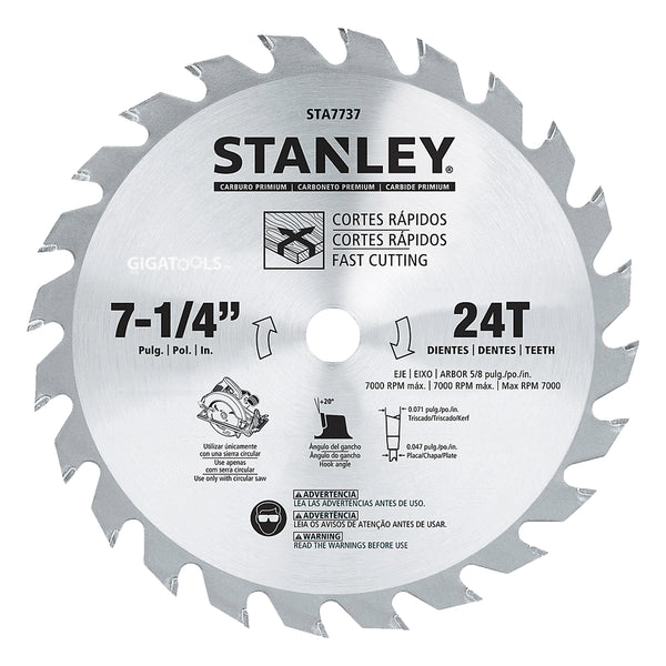 Stanley STA7737-AE Carbide Circular Saw Blade 7-1/4" x 24T (184mm)