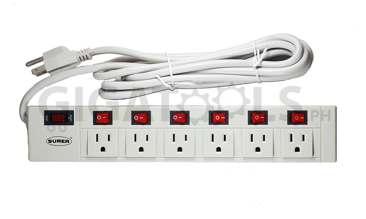 Surer Multiple Outlet Power Tap with Indv. Switches - GIGATOOLS.PH