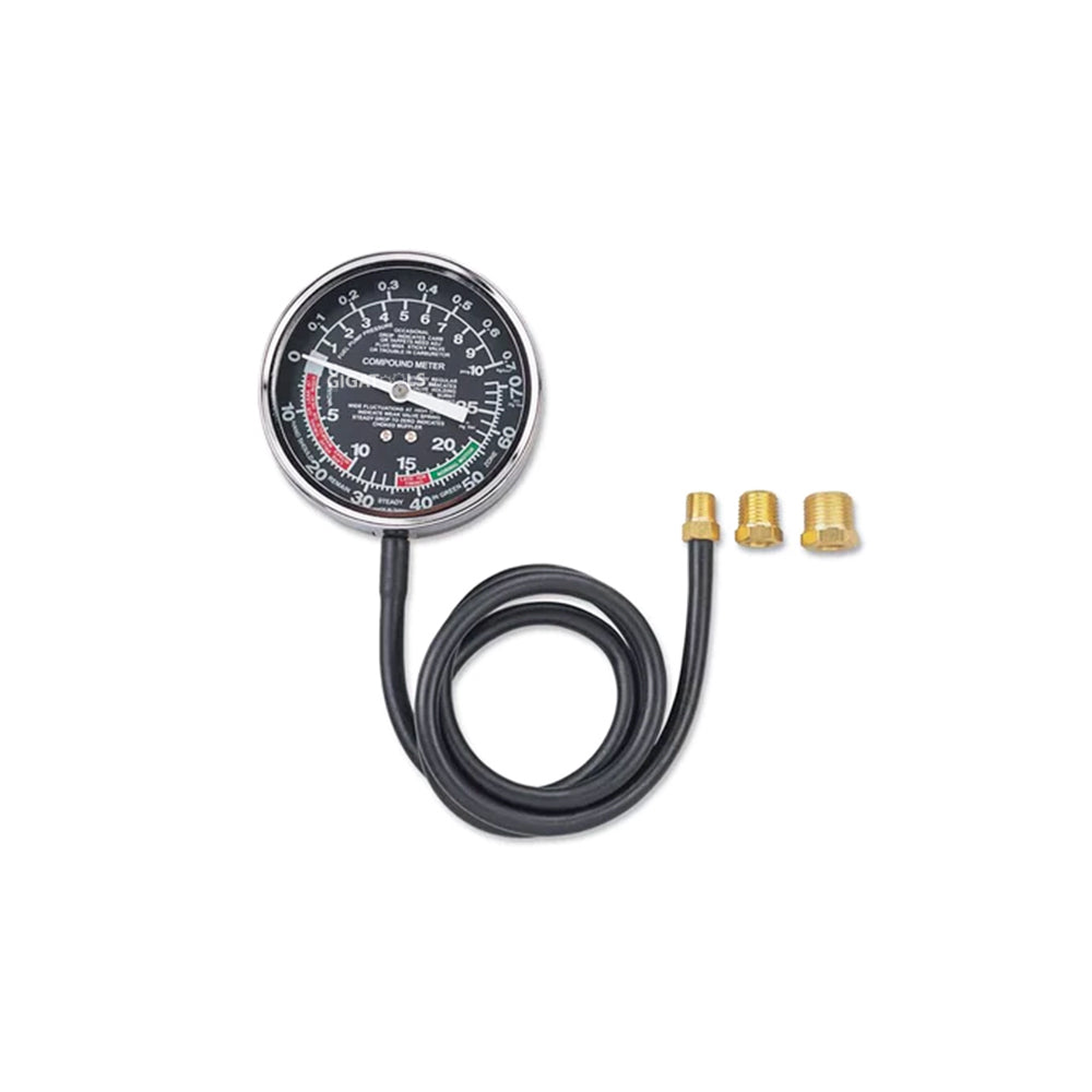 Vacuum & Fuel Pump Gauge Tester With Brass Fittings & Heavy-Duty Rubber Hose
