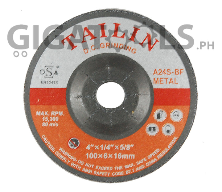 Tailin 4" Grinding Disc, for steel - GIGATOOLS.PH