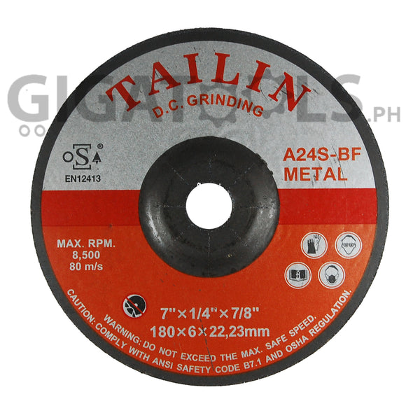 Tailin 7" Grinding Disc, for steel - GIGATOOLS.PH