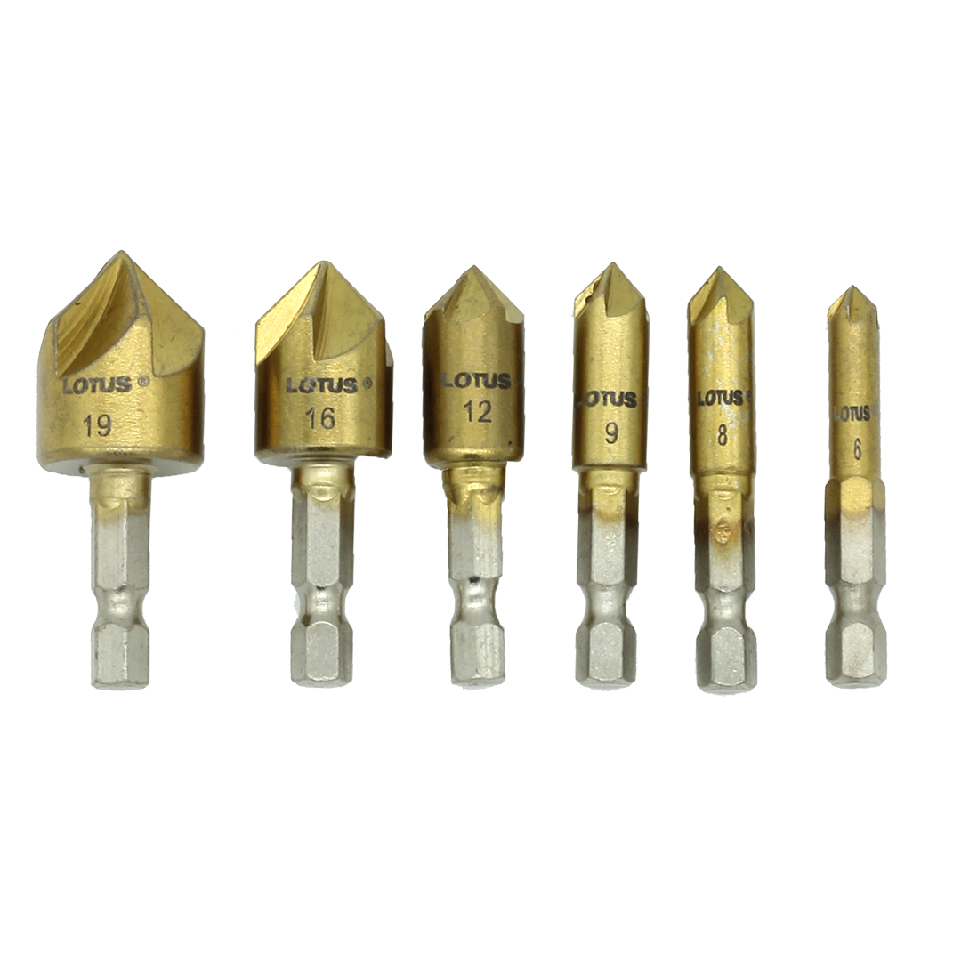 Lotus LTXT600CBX Countersink Bit 6pcs Set 90 Degree 1/4