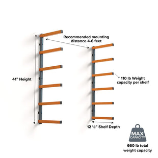 BORA 6-Level Lumber Storage Rack - Orange & Gray (PBR-001)