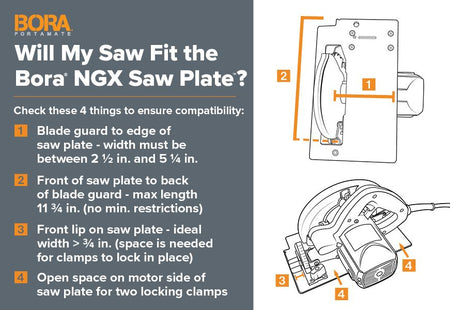 BORA NGX Circular Saw Plate / Guide with Non-Chip Strip for Bora Clamp Edge Guide Rail 544001 ( SAW PLATE ONLY )