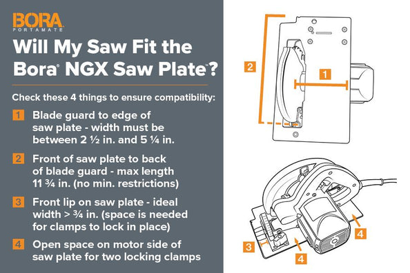BORA NGX Circular Saw Plate / Guide with Non-Chip Strip for Bora Clamp Edge Guide Rail 544001 ( SAW PLATE ONLY )