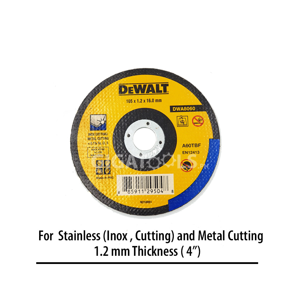 DeWalt DWA8060 4-inch Cutting Disc for Inox / Metal Cutting - GIGATOOLS.PH